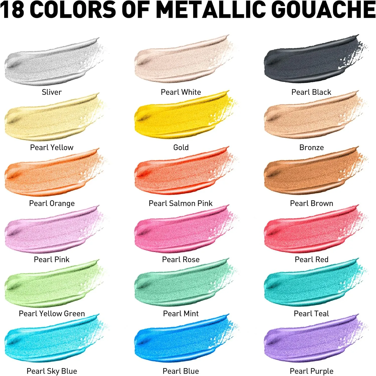 Set Gouache metalizados - 18 colores 4