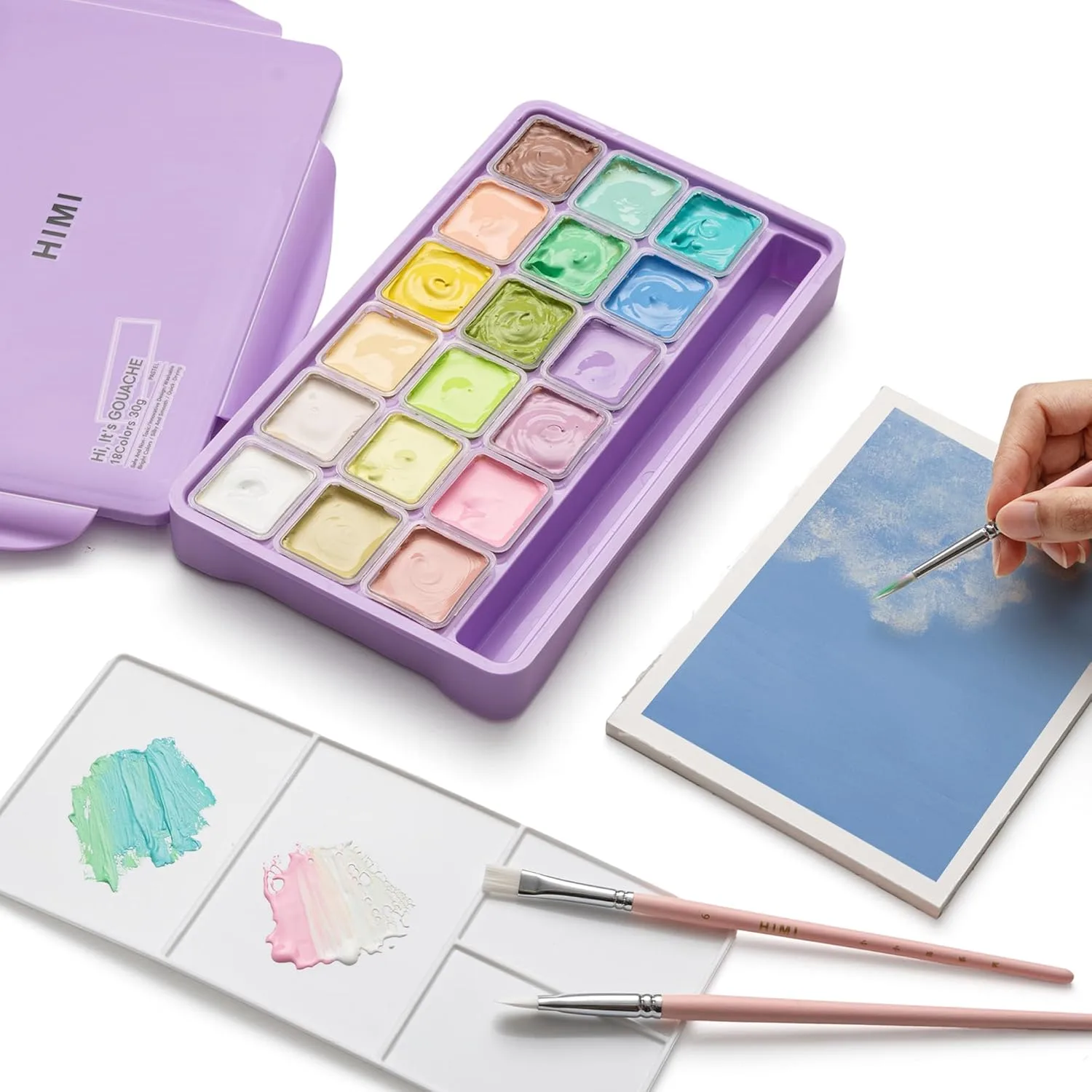 Set Gouache tonos pasteles - 18 colores